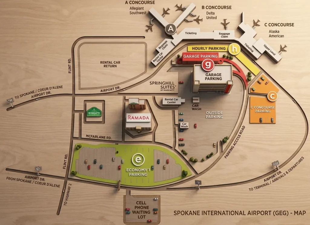 savannah airport parking map